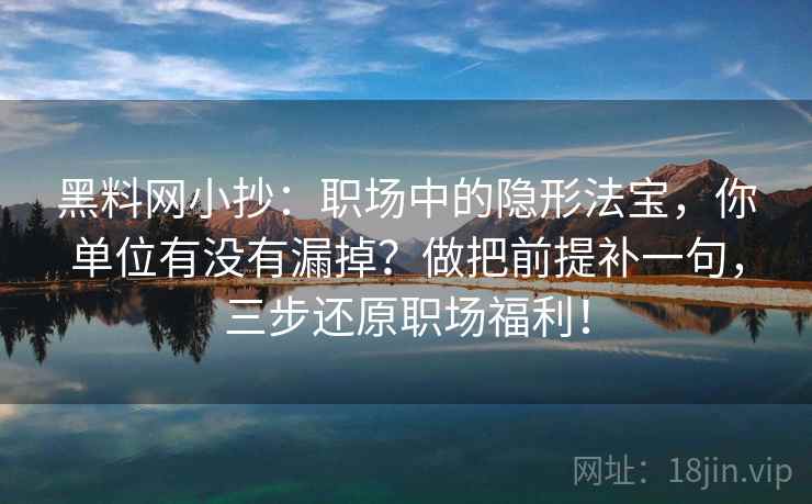 黑料网小抄:职场中的隐形法宝,你单位有没有漏掉?做把前提补一句,三步还原职场福利! 第2张 黑料网小抄:职场中的隐形法宝,你单位有没有漏掉?做把前提补一句,三步还原职场福利! 第2张