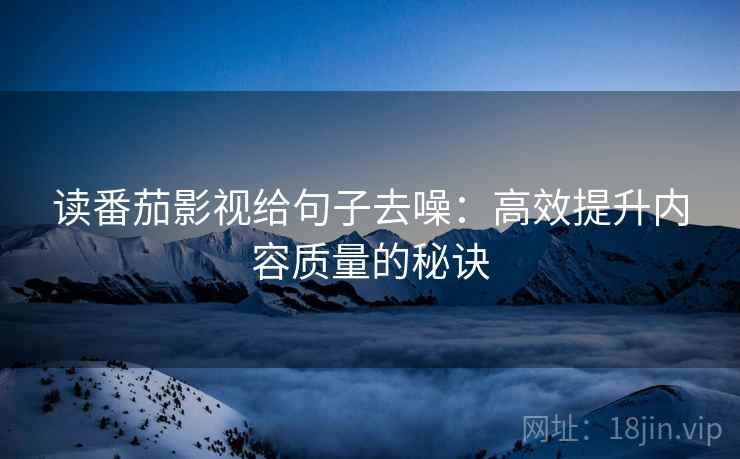 读番茄影视给句子去噪：高效提升内容质量的秘诀